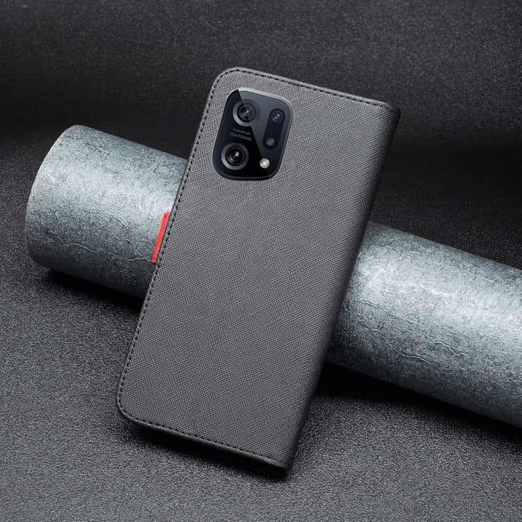 For OPPO Find X5 BF13 Color Matching Cross Texture Leather Phone Case