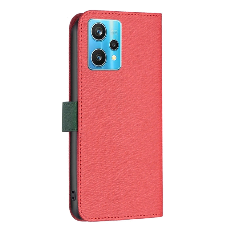 For OPPO Realme 9 Pro+ BF13 Color Matching Cross Texture Leather Phone Case