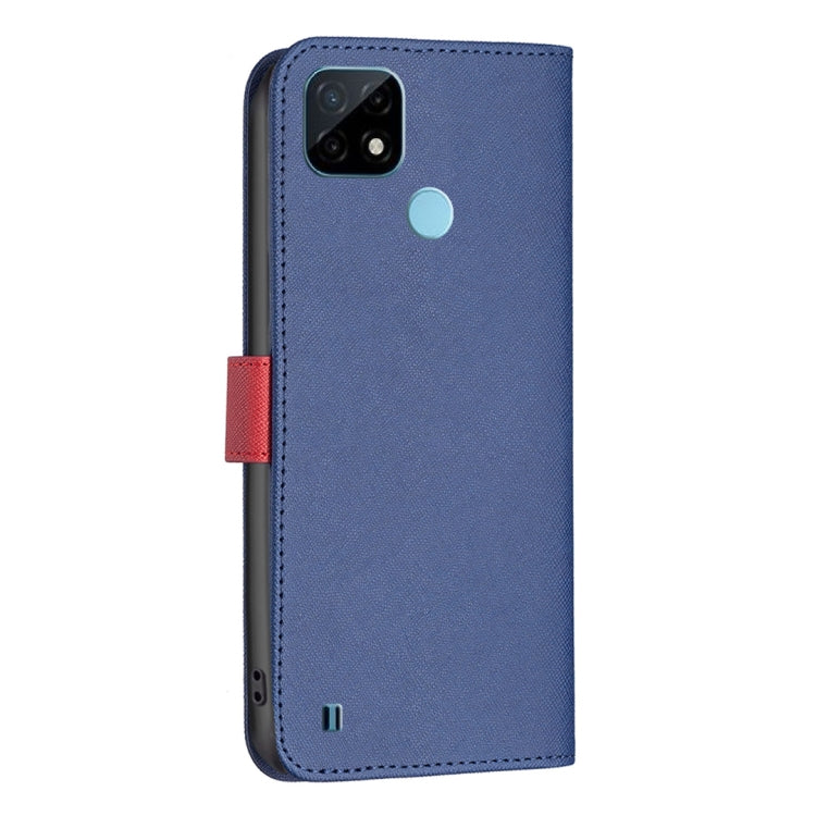 For OPPO Realme C21 / C20 BF13 Color Matching Cross Texture Leather Phone Case