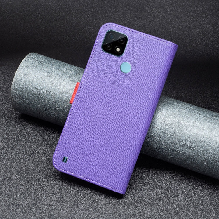 For OPPO Realme C21 / C20 BF13 Color Matching Cross Texture Leather Phone Case