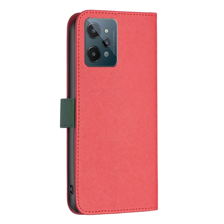 For OPPO Realme C31 BF13 Color Matching Cross Texture Leather Phone Case