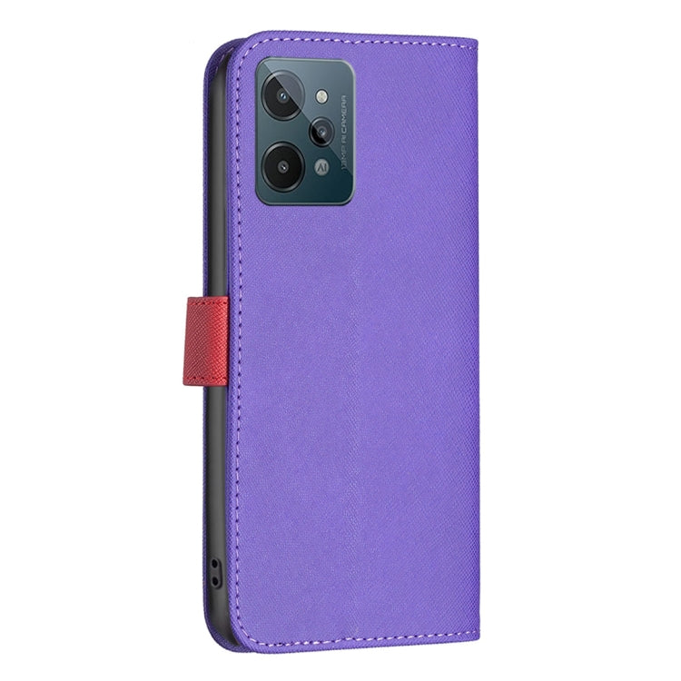 For OPPO Realme C31 BF13 Color Matching Cross Texture Leather Phone Case