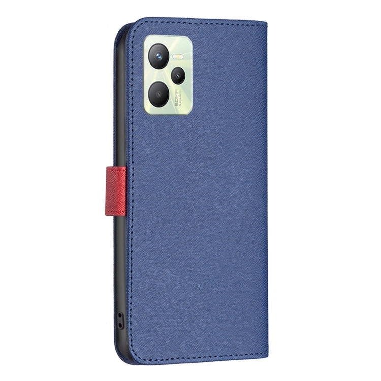 For OPPO Realme C35 BF13 Color Matching Cross Texture Leather Phone Case