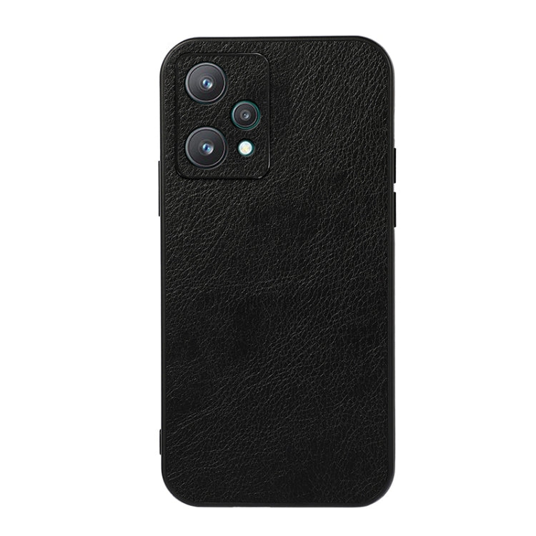 For OPPO Realme 9 Pro Accurate Hole Two-color Litchi Texture PU Phone Case