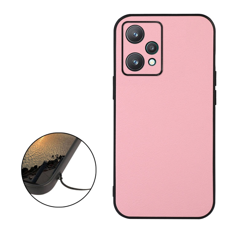 For OPPO Realme 9 Pro Accurate Hole Two-color Litchi Texture PU Phone Case