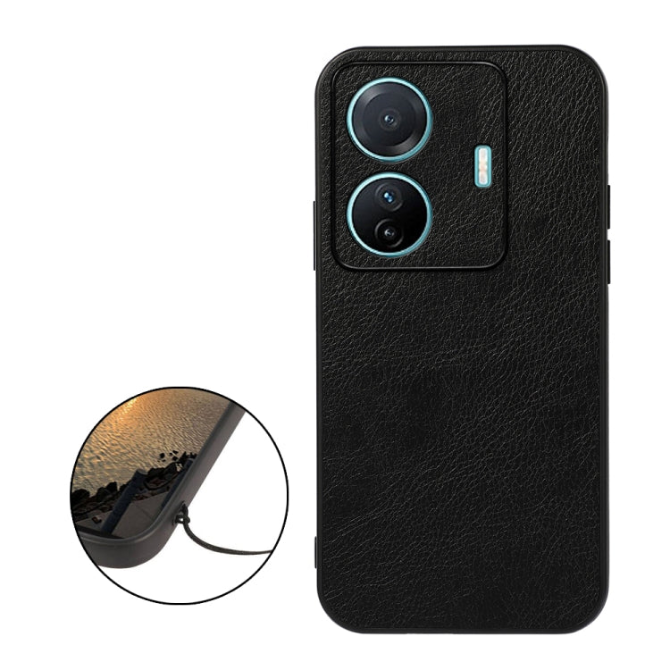 For vivo S15e Accurate Hole Two-color Litchi Texture PU Phone Case