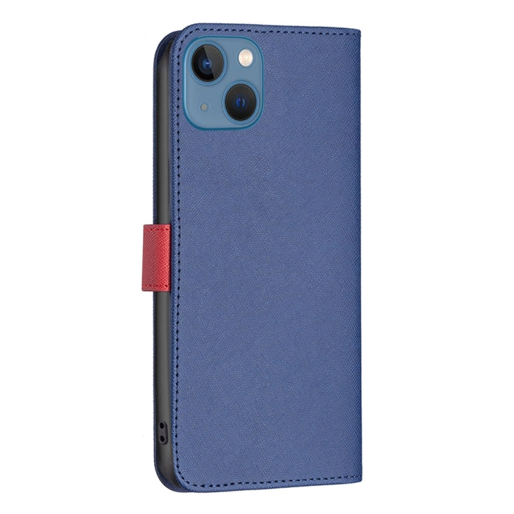 For iPhone 13 BF13 Color Matching Cross Texture Leather Phone Case