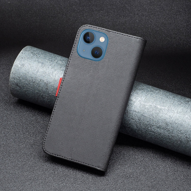 For iPhone 13 BF13 Color Matching Cross Texture Leather Phone Case
