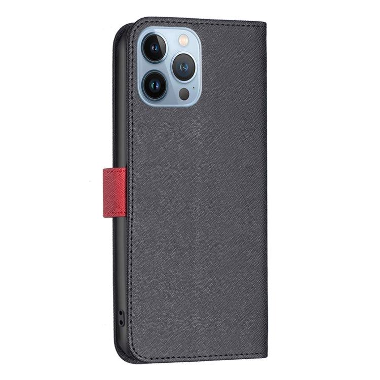 For iPhone 13 Pro BF13 Color Matching Cross Texture Leather Phone Case