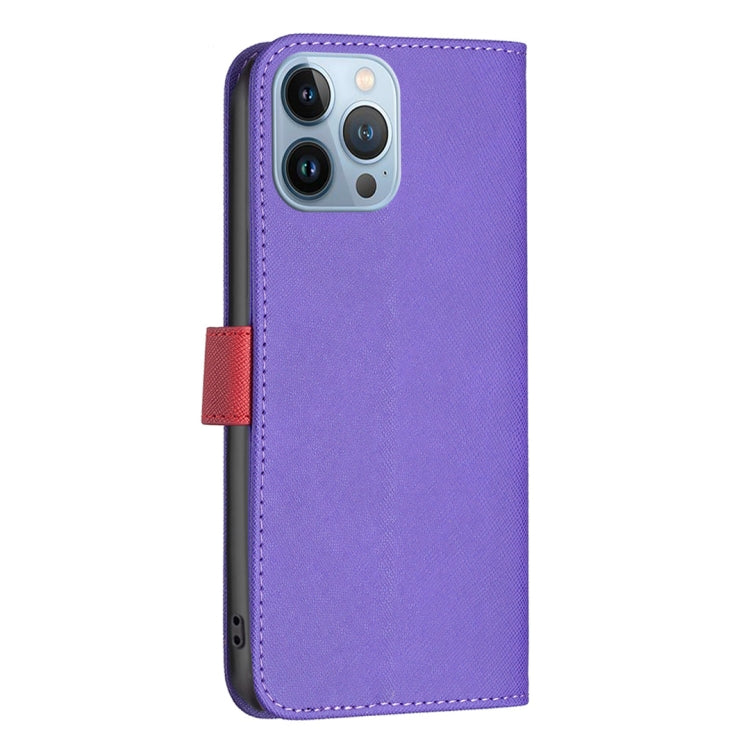 For iPhone 13 Pro BF13 Color Matching Cross Texture Leather Phone Case
