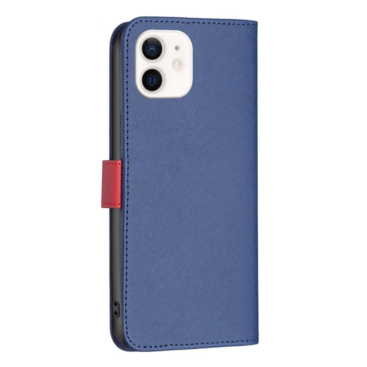 For iPhone 12 mini BF13 Color Matching Cross Texture Leather Phone Case