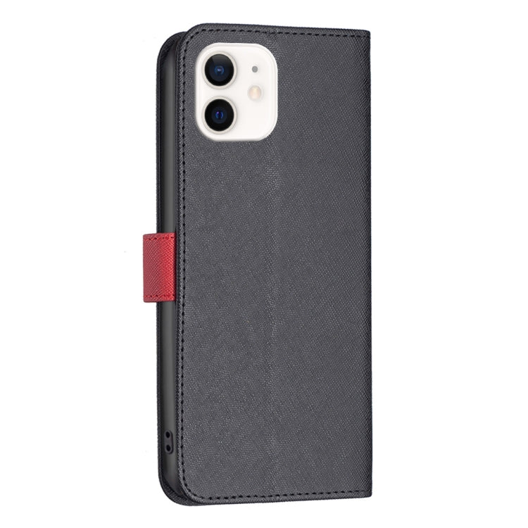 For iPhone 12 mini BF13 Color Matching Cross Texture Leather Phone Case