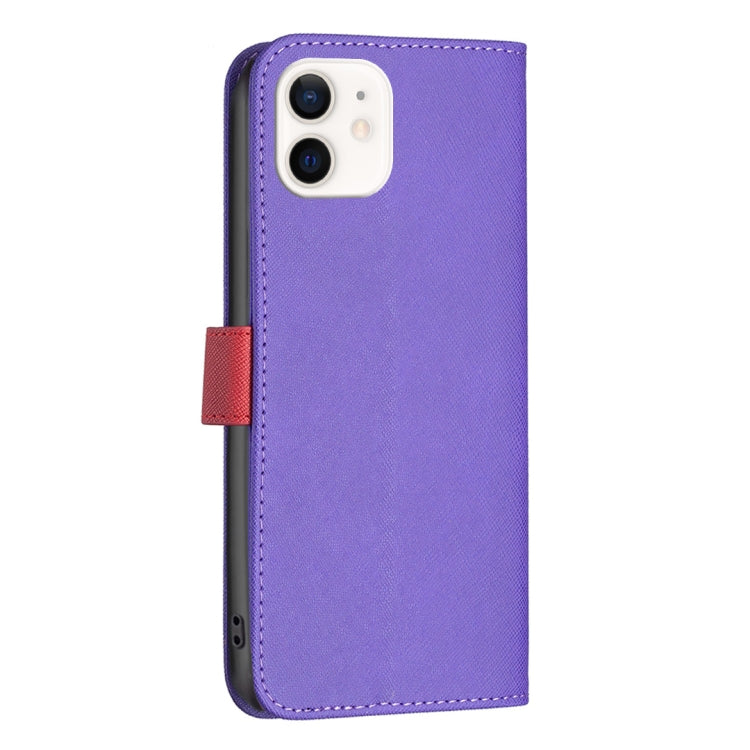 For iPhone 12 mini BF13 Color Matching Cross Texture Leather Phone Case