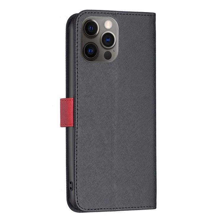 For iPhone 12 / 12 Pro BF13 Color Matching Cross Texture Leather Phone Case