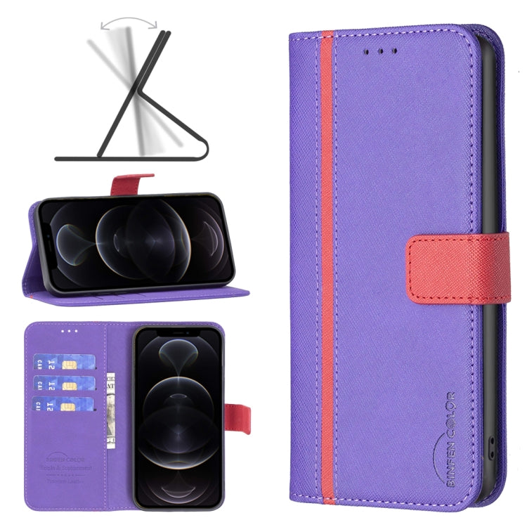 For iPhone 12 / 12 Pro BF13 Color Matching Cross Texture Leather Phone Case
