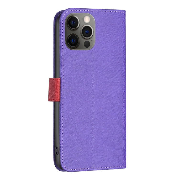 For iPhone 12 / 12 Pro BF13 Color Matching Cross Texture Leather Phone Case