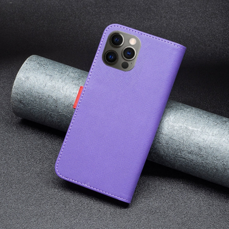 For iPhone 12 / 12 Pro BF13 Color Matching Cross Texture Leather Phone Case