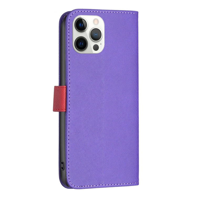 For iPhone 12 Pro Max BF13 Color Matching Cross Texture Leather Phone Case