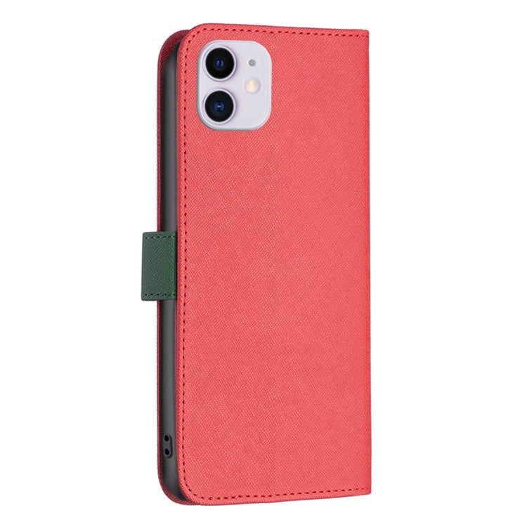For iPhone 11 BF13 Color Matching Cross Texture Leather Phone Case