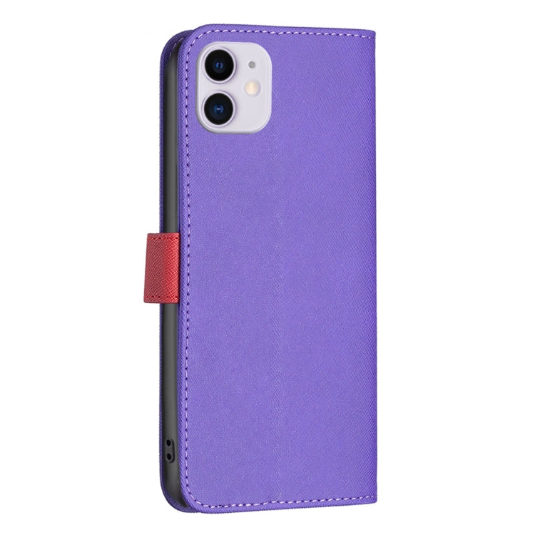For iPhone 11 BF13 Color Matching Cross Texture Leather Phone Case