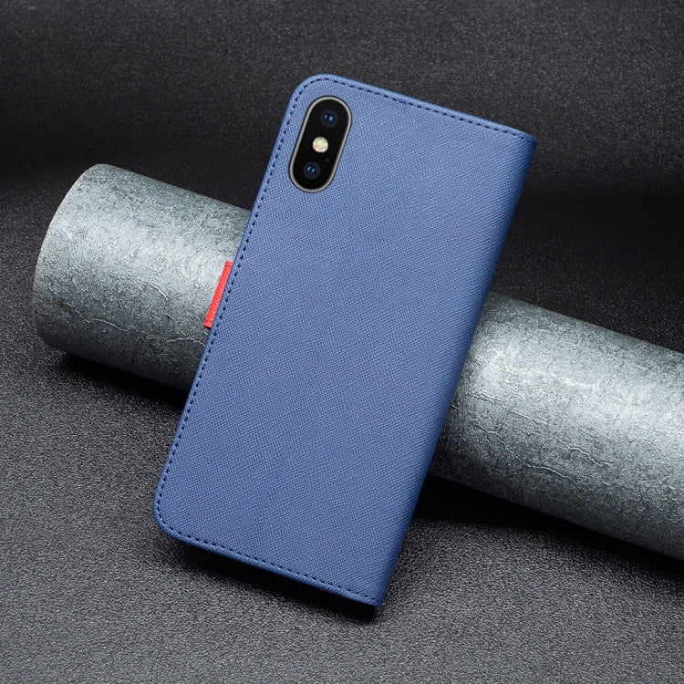 For iPhone X / XS BF13 Color Matching Cross Texture Leather Phone Case