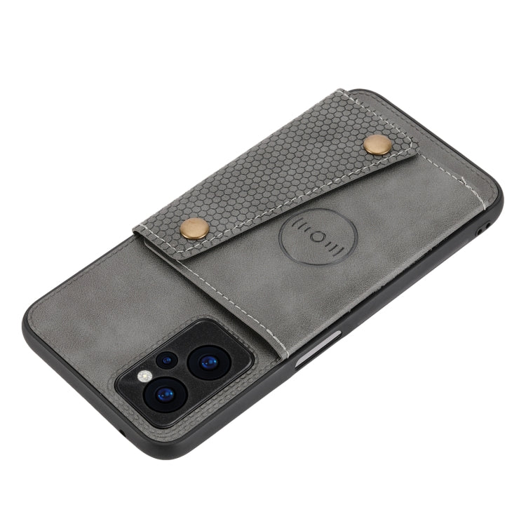 For OPPO Realme 9i Double Buckle PU + TPU Shockproof Magnetic Phone Case