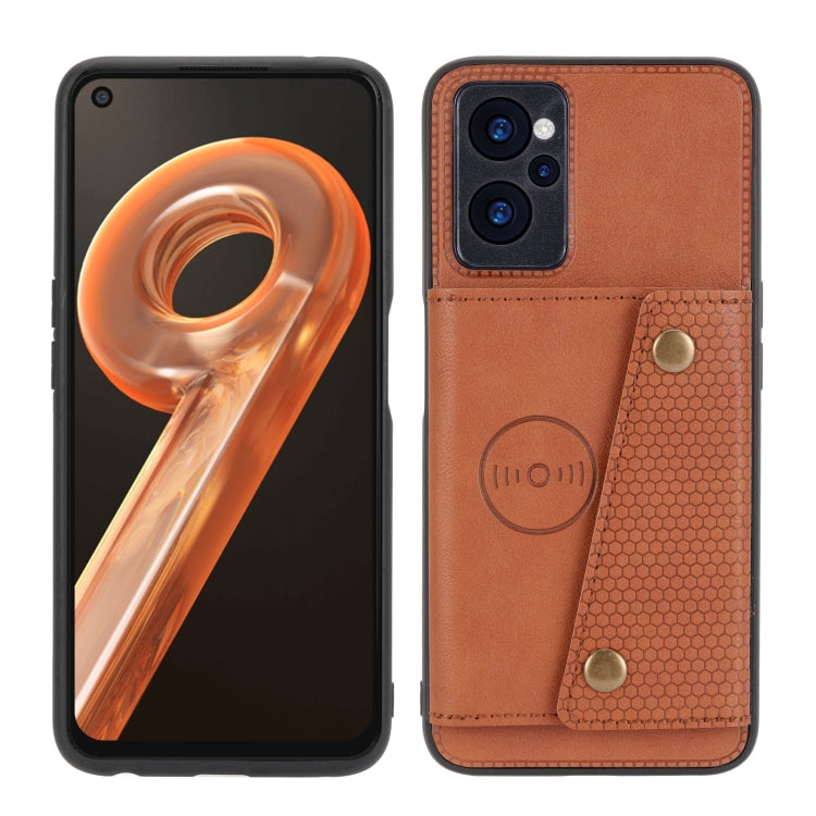 For OPPO Realme 9i Double Buckle PU + TPU Shockproof Magnetic Phone Case