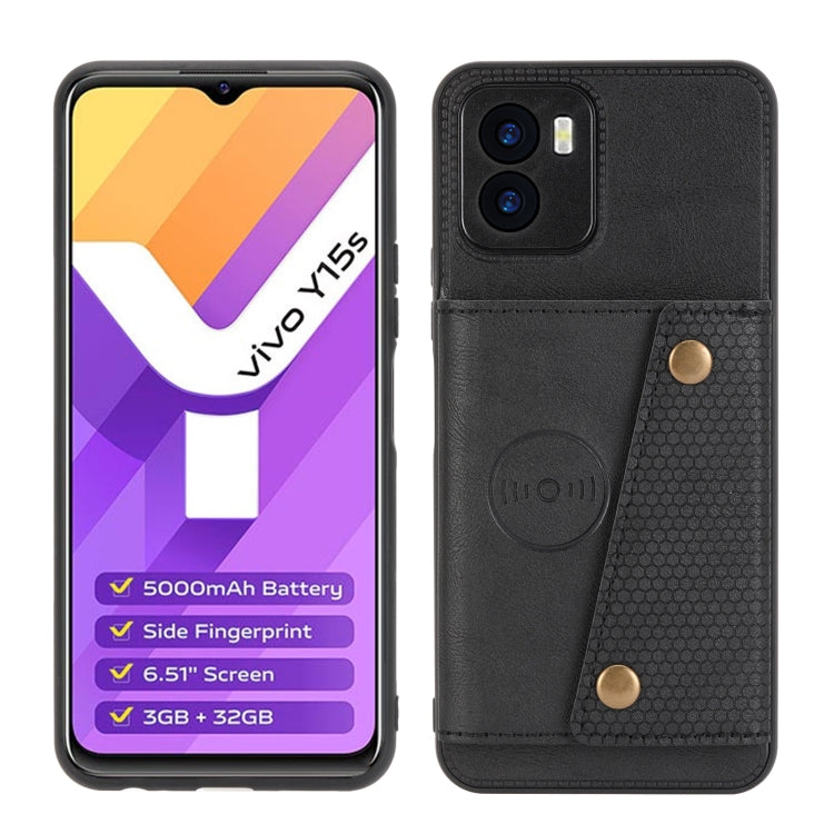 For vivo Y15s Double Buckle PU + TPU Shockproof Magnetic Phone Case