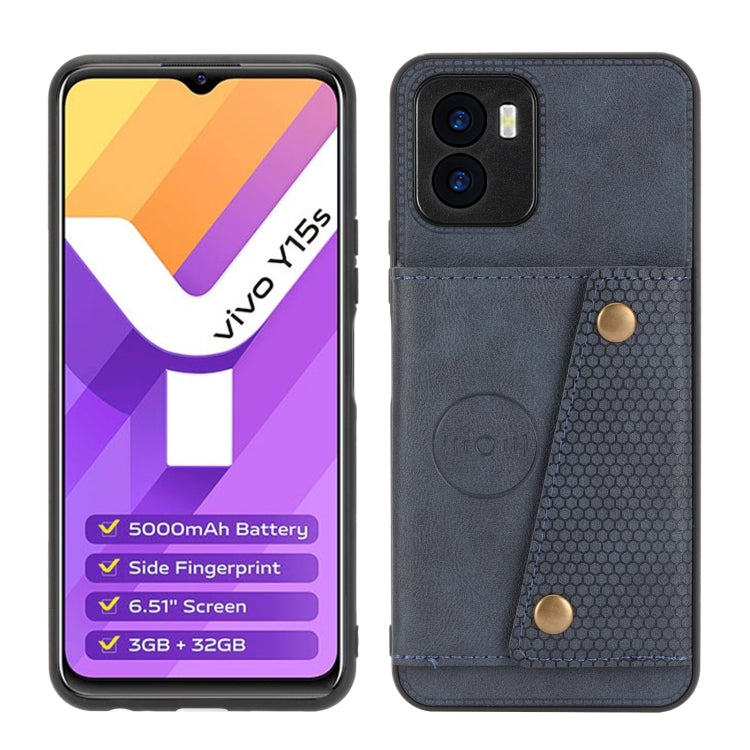 For vivo Y15s Double Buckle PU + TPU Shockproof Magnetic Phone Case