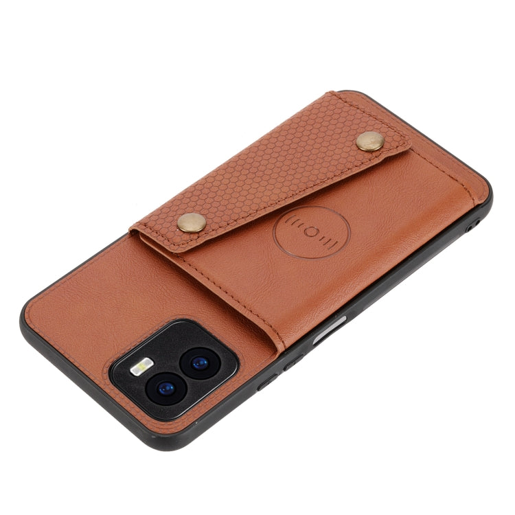 For vivo Y15s Double Buckle PU + TPU Shockproof Magnetic Phone Case