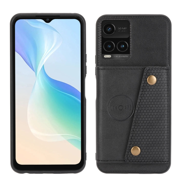 For vivo Y33s Double Buckle PU + TPU Shockproof Magnetic Phone Case