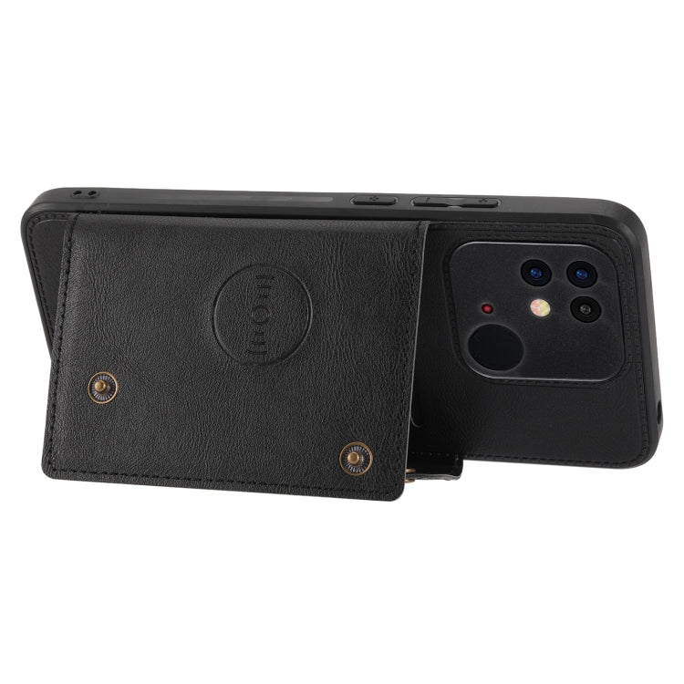 For Xiaomi Redmi 10C Double Buckle PU + TPU Shockproof Magnetic Phone Case