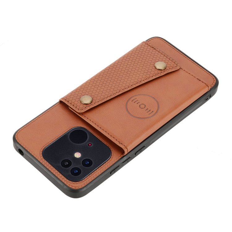 For Xiaomi Redmi 10C Double Buckle PU + TPU Shockproof Magnetic Phone Case