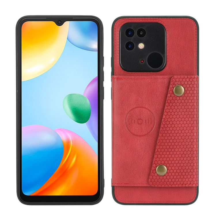 For Xiaomi Redmi 10C Double Buckle PU + TPU Shockproof Magnetic Phone Case