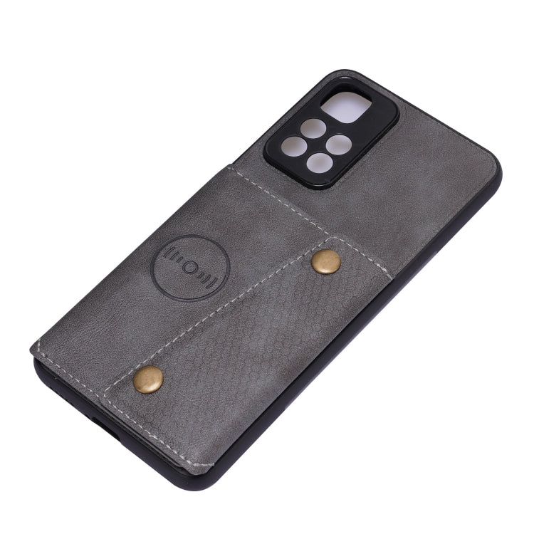 For Xiaomi Redmi Note 11 5G Chinese Double Buckle PU + TPU Shockproof Magnetic Phone Case