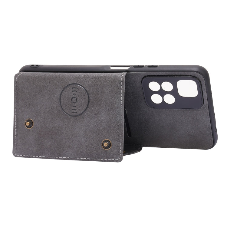 For Xiaomi Redmi Note 11 5G Chinese Double Buckle PU + TPU Shockproof Magnetic Phone Case