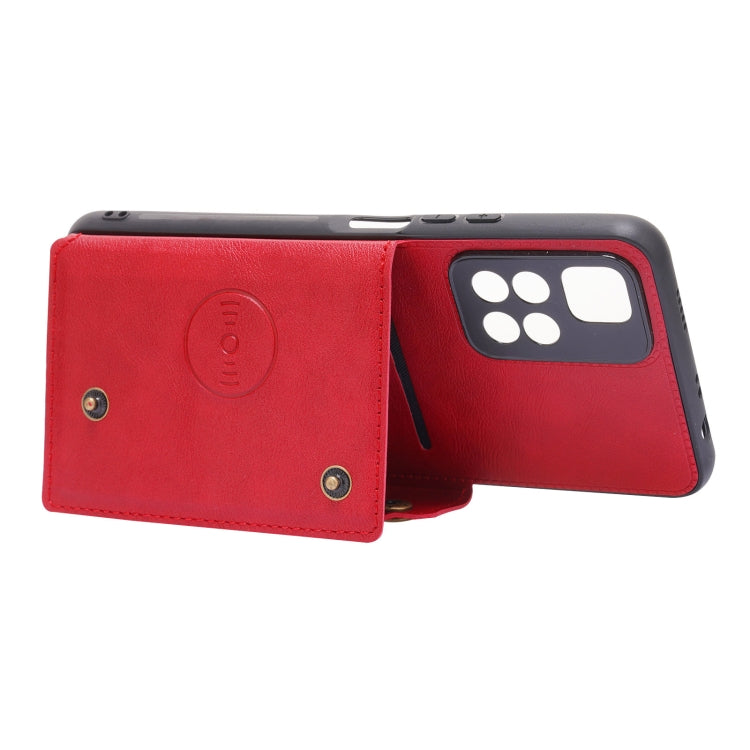 For Xiaomi Redmi Note 11 5G Chinese Double Buckle PU + TPU Shockproof Magnetic Phone Case