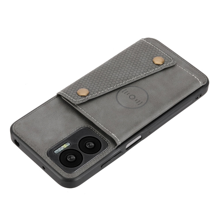 For Xiaomi Redmi Note 11E Double Buckle PU + TPU Shockproof Magnetic Phone Case