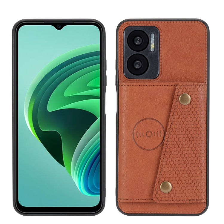 For Xiaomi Redmi Note 11E Double Buckle PU + TPU Shockproof Magnetic Phone Case