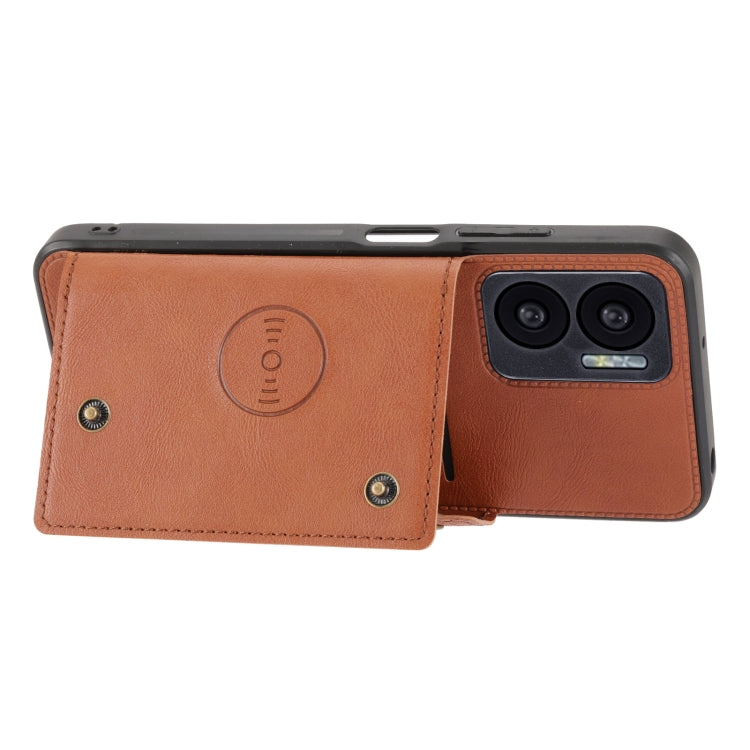 For Xiaomi Redmi Note 11E Double Buckle PU + TPU Shockproof Magnetic Phone Case