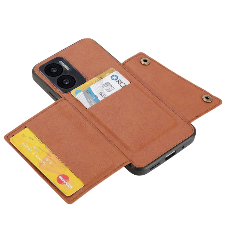 For Xiaomi Redmi Note 11E Double Buckle PU + TPU Shockproof Magnetic Phone Case