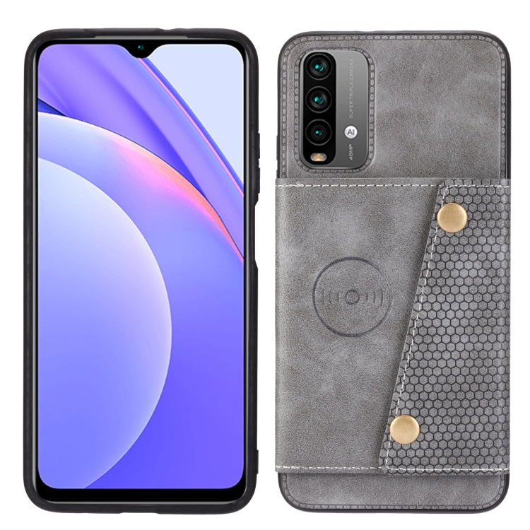 For Xiaomi Redmi 10 Double Buckle PU + TPU Shockproof Magnetic Phone Case