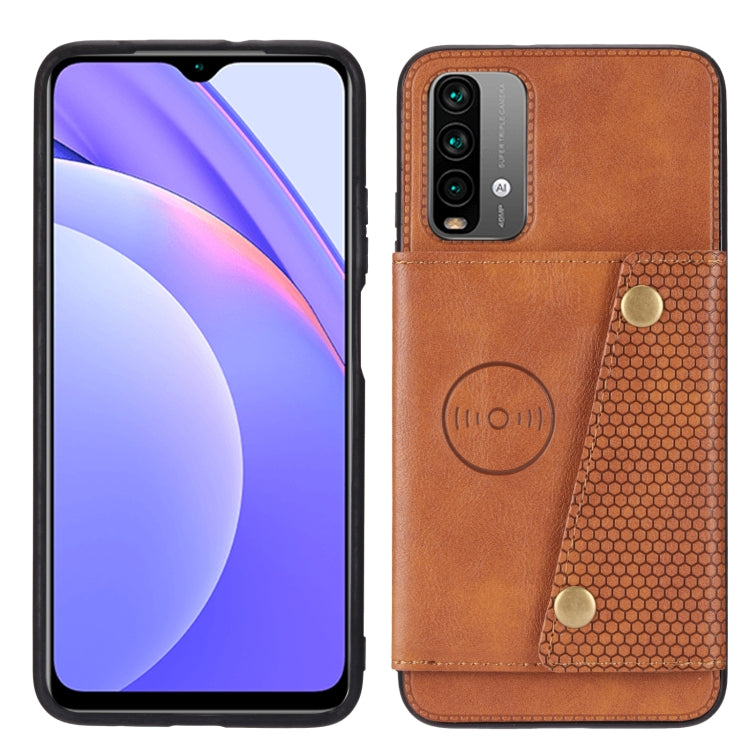 For Xiaomi Redmi 10 Double Buckle PU + TPU Shockproof Magnetic Phone Case