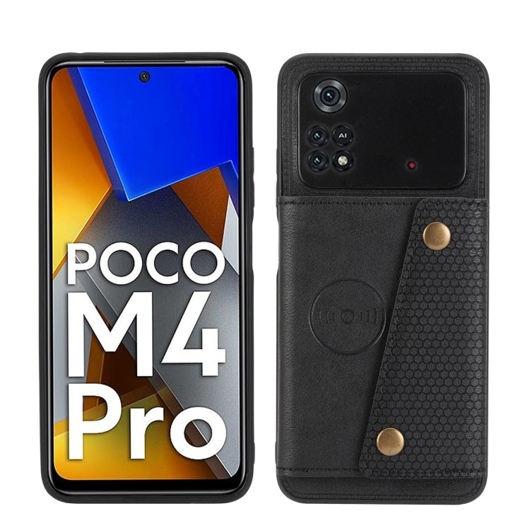 For Xiaomi Poco X4 Pro Double Buckle PU + TPU Shockproof Magnetic Phone Case