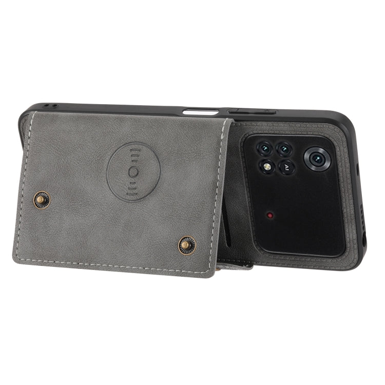 For Xiaomi Poco X4 Pro Double Buckle PU + TPU Shockproof Magnetic Phone Case