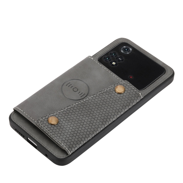 For Xiaomi Poco X4 Pro Double Buckle PU + TPU Shockproof Magnetic Phone Case