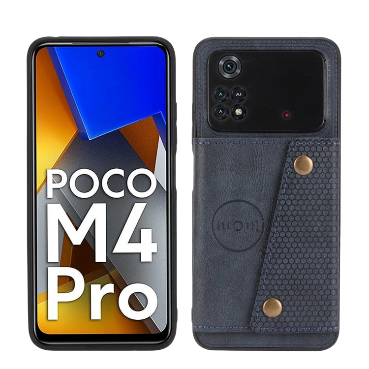 For Xiaomi Poco X4 Pro Double Buckle PU + TPU Shockproof Magnetic Phone Case