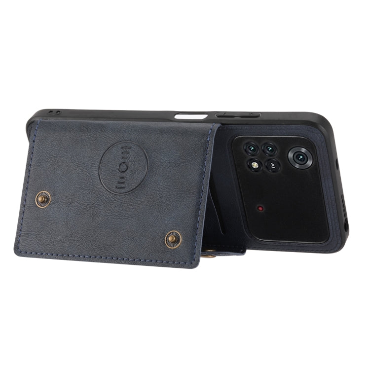 For Xiaomi Poco X4 Pro Double Buckle PU + TPU Shockproof Magnetic Phone Case