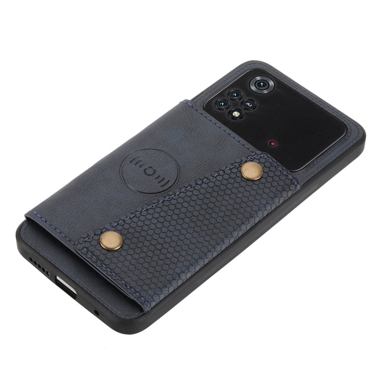 For Xiaomi Poco X4 Pro Double Buckle PU + TPU Shockproof Magnetic Phone Case