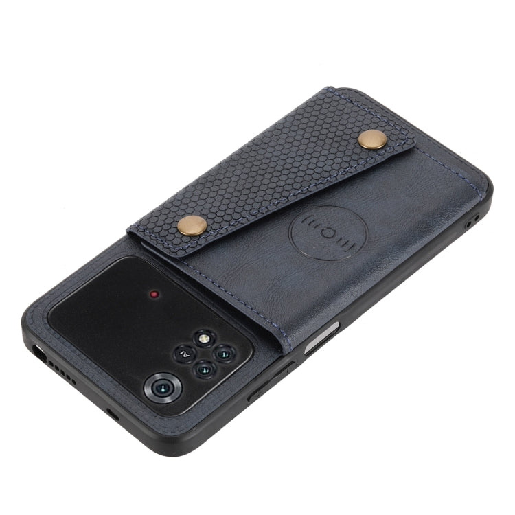 For Xiaomi Poco X4 Pro Double Buckle PU + TPU Shockproof Magnetic Phone Case